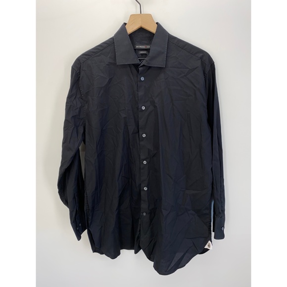 Men's Long Sleeve Button Down Solid Shirt Black - Picture 3 of 8
